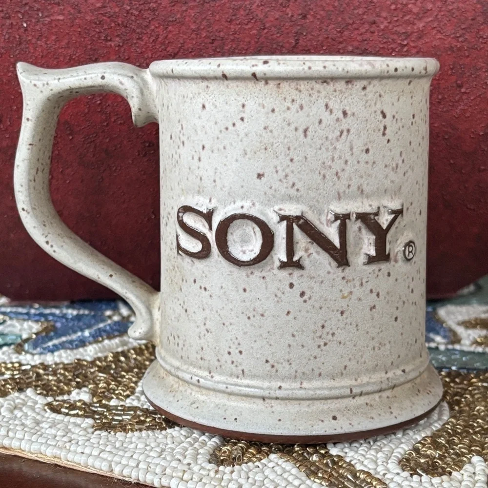 Onion River Pottery Speckled Ceramic Coffee Mug SONY Embossed Rustic Stoneware